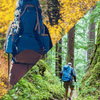 Transitioning Hikes: Prepping Your First Aid Kit from Fall to Spring - A hiker with a backpack in autumn and spring scenery.