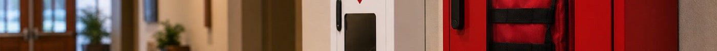 Church lobby wall-mounted bleed control kit providing public access readiness for congregants and visitors