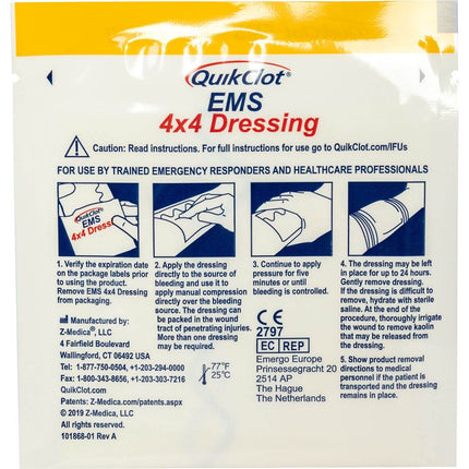ViTAC QuikClot EMS 4″ X 4″ Dressing Hemostatic Gauze - Pack of 2