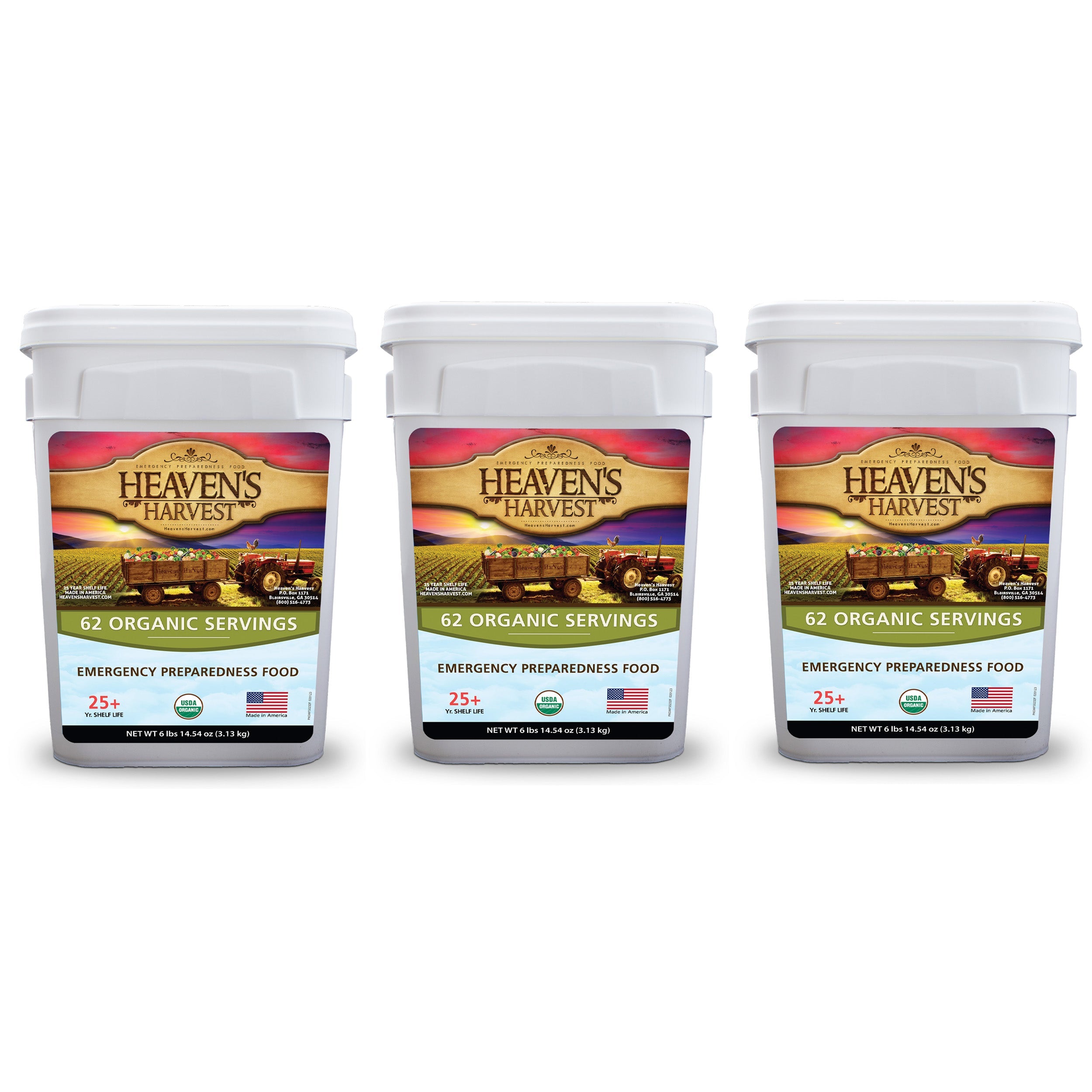 Organic Meal Bucket - 3 Pack - Emergency Food Survival Kit