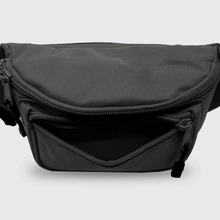 First Aid Fanny Pack in black, compact design for on-the-go adventures, featuring multiple pockets for organization.