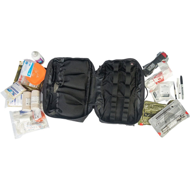 Patrol Vehicle Trauma Kit with Combat Gauze opened, showcasing organized medical supplies and tools for emergency response.