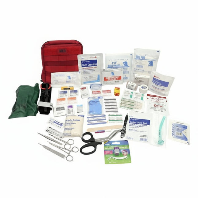 General Purpose IFAK first aid kit with various medical supplies, including bandages, scissors, and dressings.