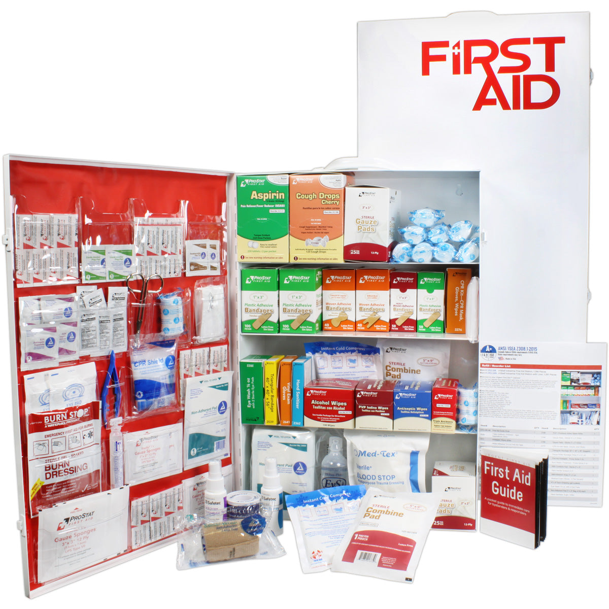 4-Shelf ANSI A First Aid Cabinet – 1,091 Pieces for Safe, Compliant Workplaces