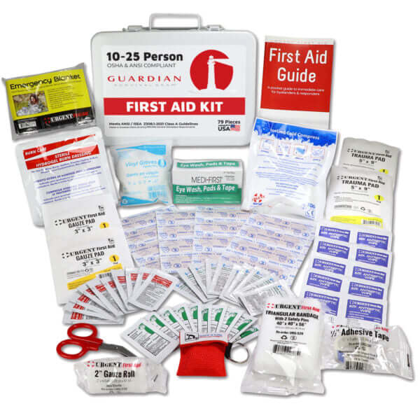 Guardian Survival Gear First Aid Kit – 79 Pieces, ANSI Class A, Sturdy Metal Case (10–25 Person Use)