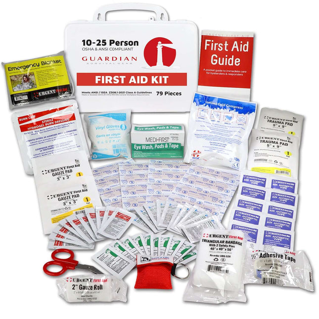 Guardian Survival Gear First Aid Kit – 79 Pieces, ANSI Class A, 10–25 Person Use
