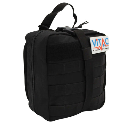 ViTAC Adventurer First Aid Kit in a durable black nylon pouch, designed for hiking and tactical use.