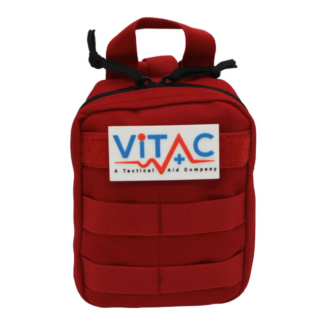 ViTAC EDC Trauma Kit in red pouch, designed for everyday carry and emergency medical use.