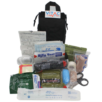 ViTAC Tactical Individual First Aid Kit (IFAK) showcasing essential emergency medical supplies for high-demand environments.