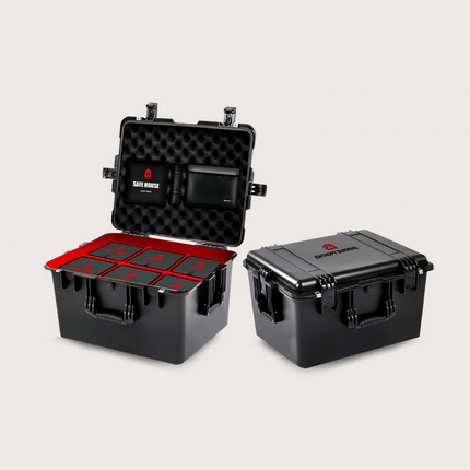 The Safe House - 72-Hour Emergency Essentials kit in a rugged black container, ideal for emergency preparedness.