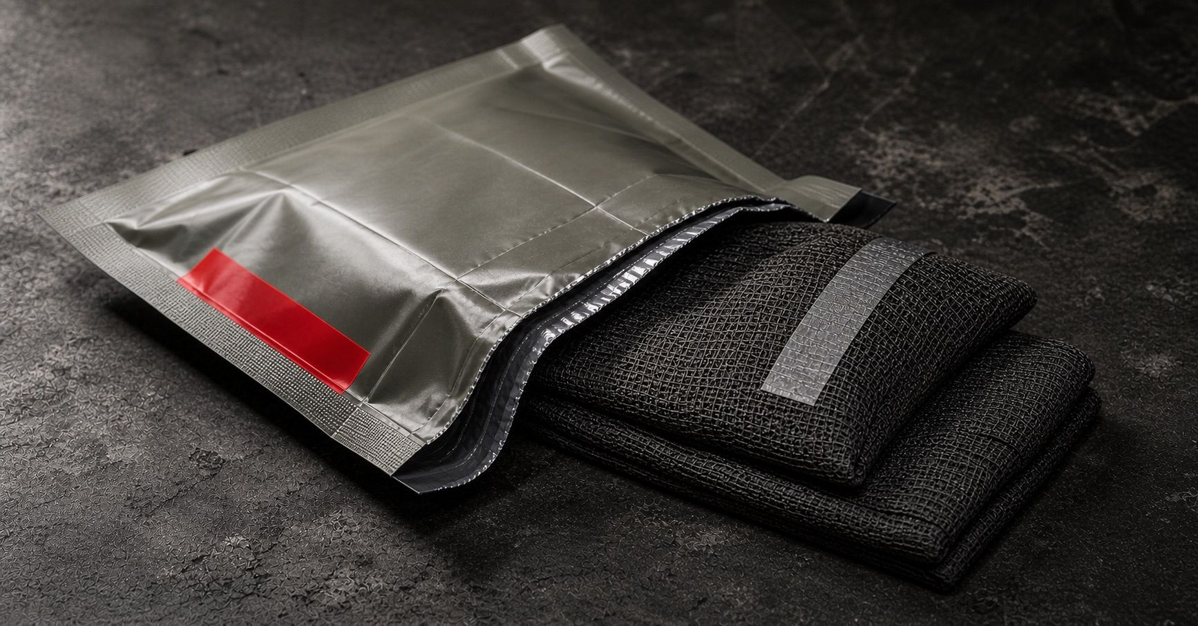 QuikClot combat gauze hemostatic dressing staged in vehicle trauma kit