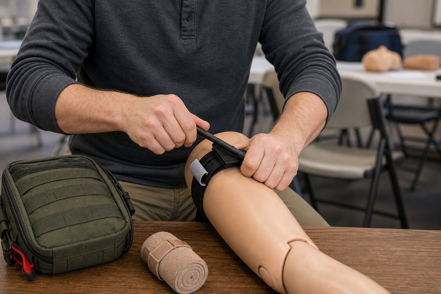 Stop the Bleed training gear and certification session setup