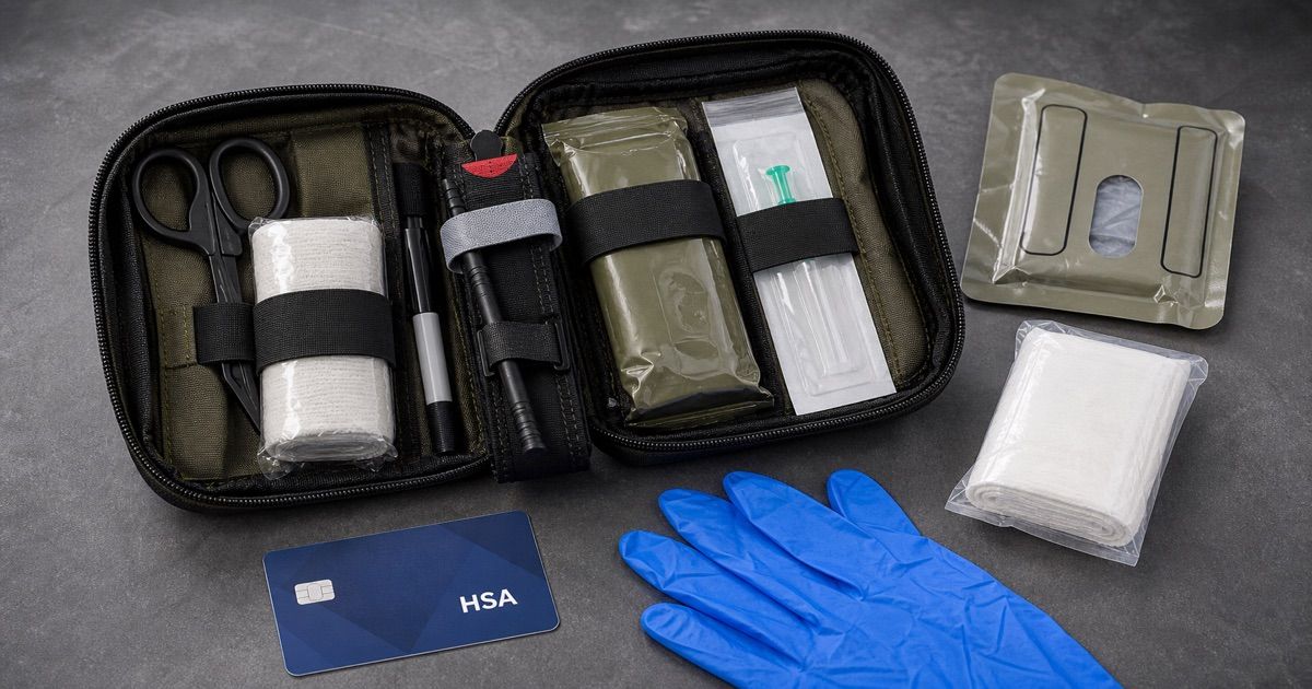 HSA eligible family first aid kit with everyday care and trauma capability