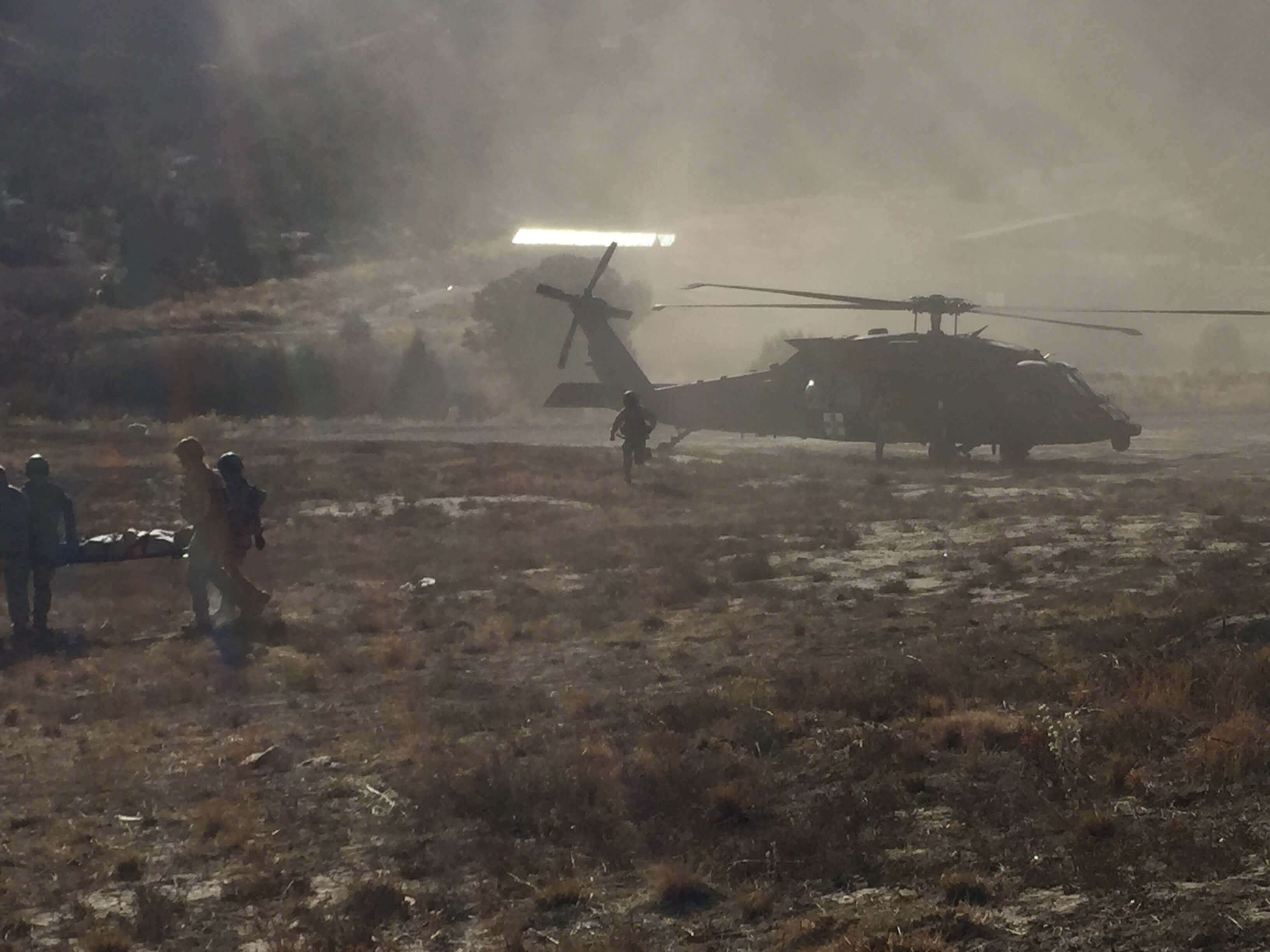 U.S. Army soldiers evacuating a patient via MEDEVAC