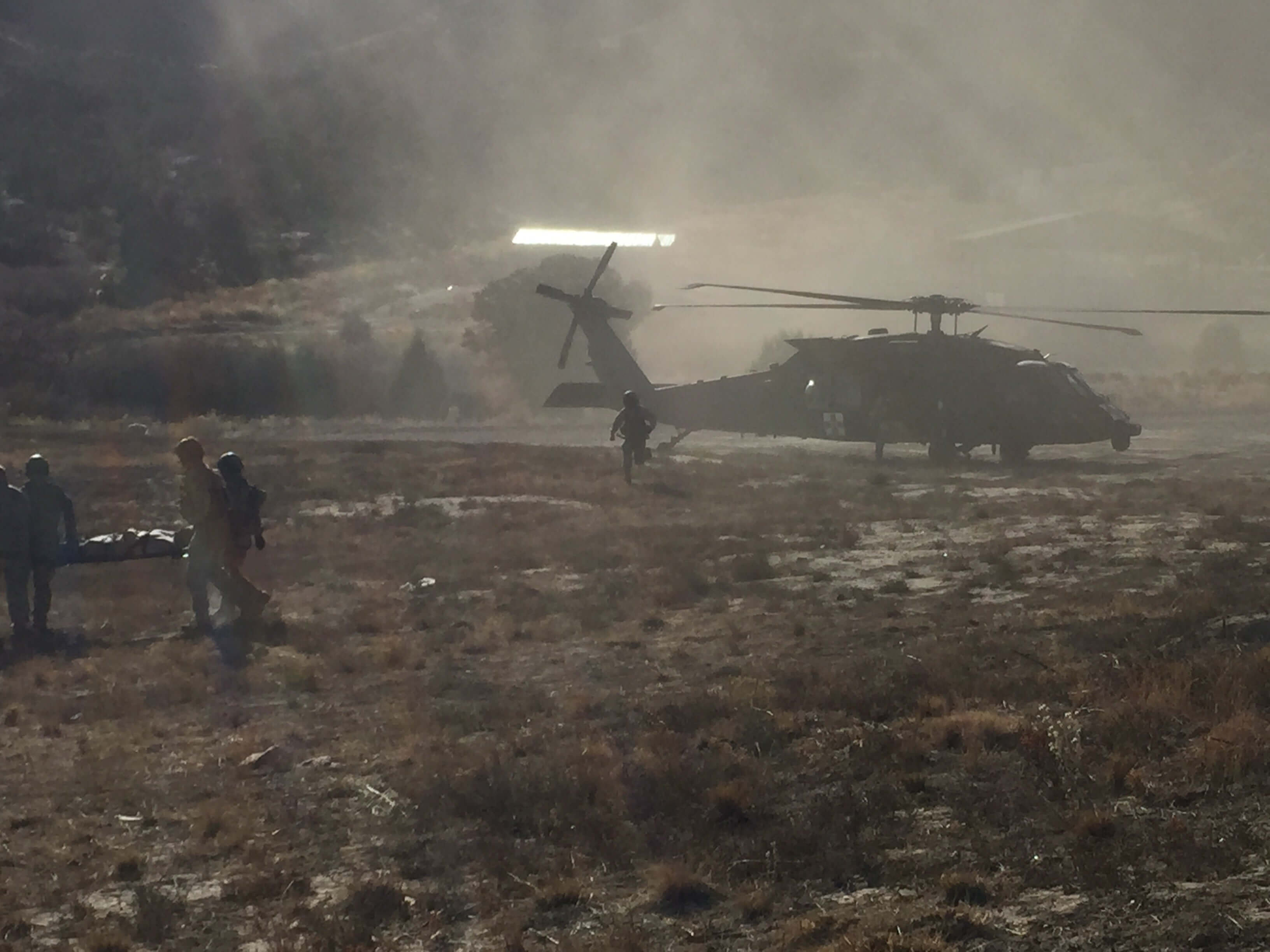 U.S. Army soldiers evacuating a patient via MEDEVAC