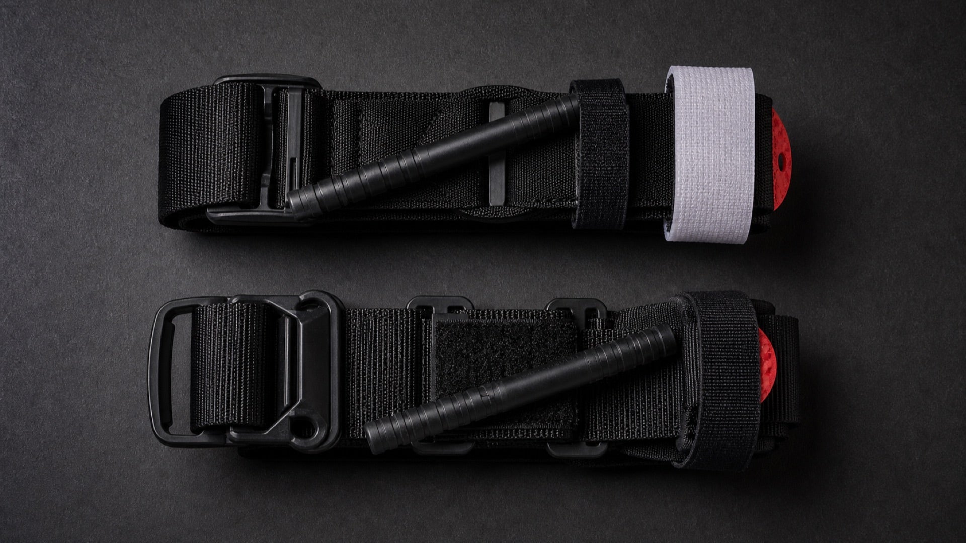CAT tourniquet comparison showing two different designs for effective arterial occlusion.