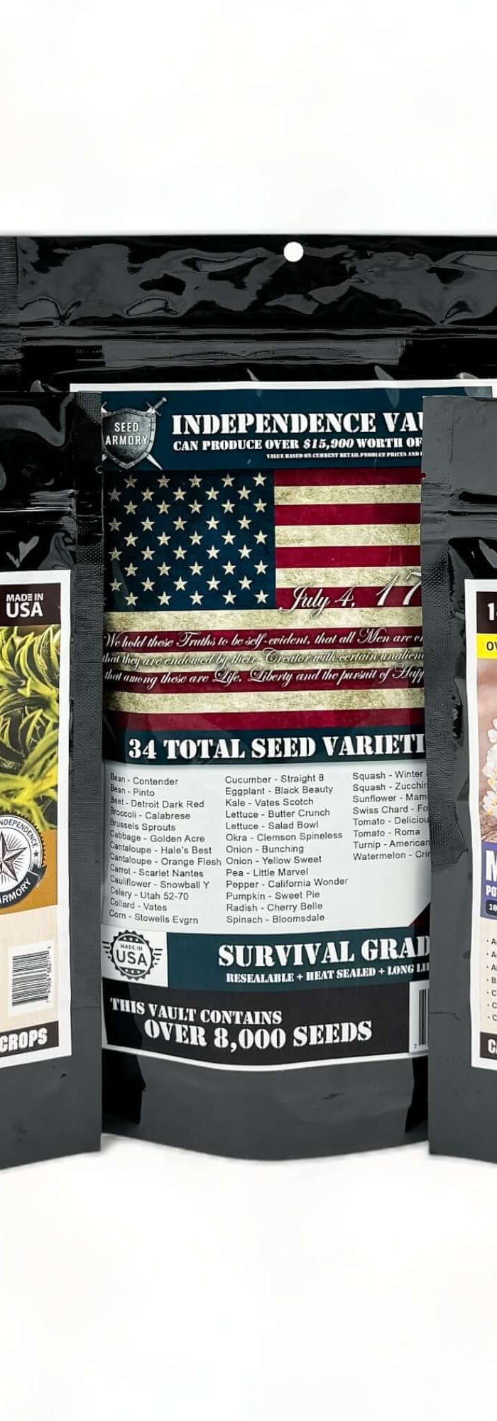 Survival Seed Kits including heirloom non-GMO seed vaults with vegetables, herbs, and varieties for long-term food production.