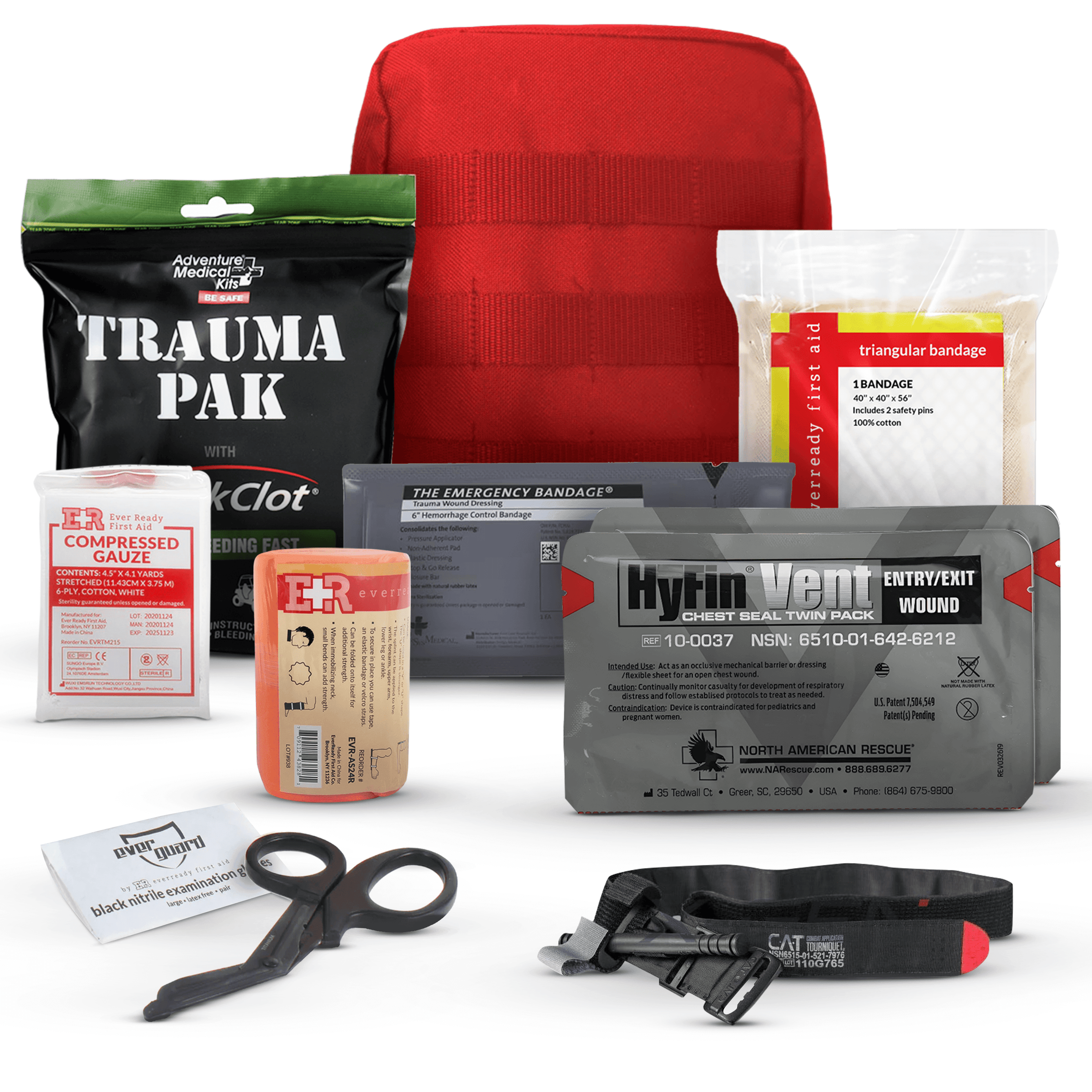 MediTac trauma kits including premium IFAK kits, tactical trauma backpacks, and first responder bags with CAT and HyFin components.