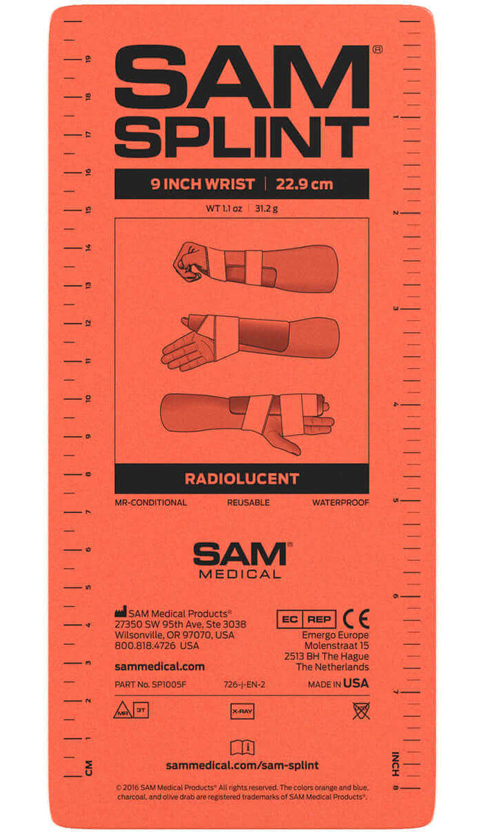 SAM Splint 9 inch wrist product, ideal for Guardian Survival kits and emergency preparedness.