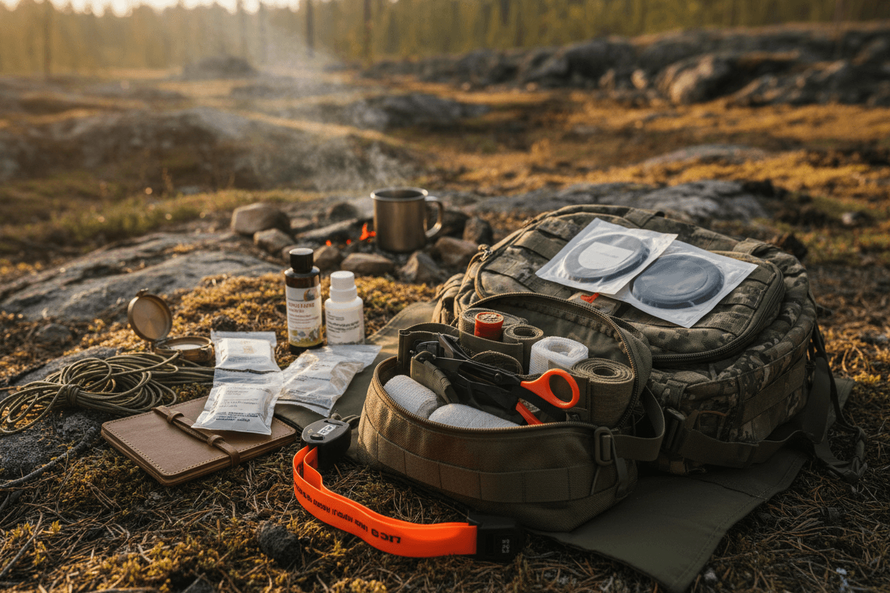 Survivalist Prepper Kits | Off-Grid Readiness & Emergency Supplies - gear laid out for outdoor emergency preparedness.