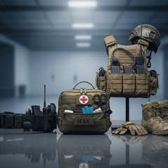 Tactical Medical Kits | Mission-Ready Trauma Gear featuring IFAK, tactical vest, and essential medical supplies.