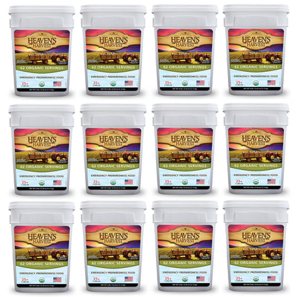 Organic Meal Bucket - 12 Pack -  Emergency Food Survival Kit