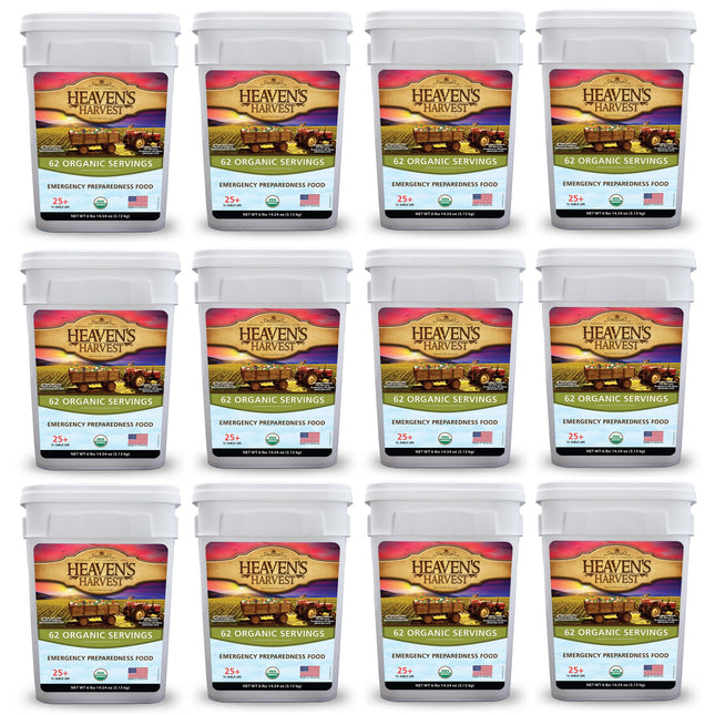 Organic Meal Bucket - 12 Pack -  Emergency Food Survival Kit