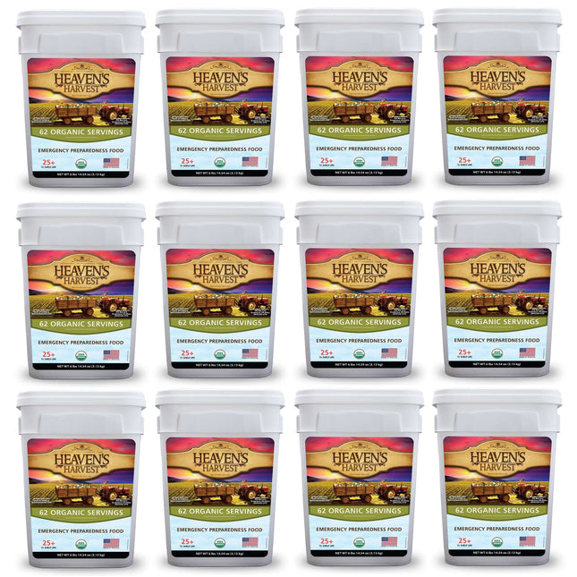Organic Meal Bucket - 12 Pack -  Emergency Food Survival Kit