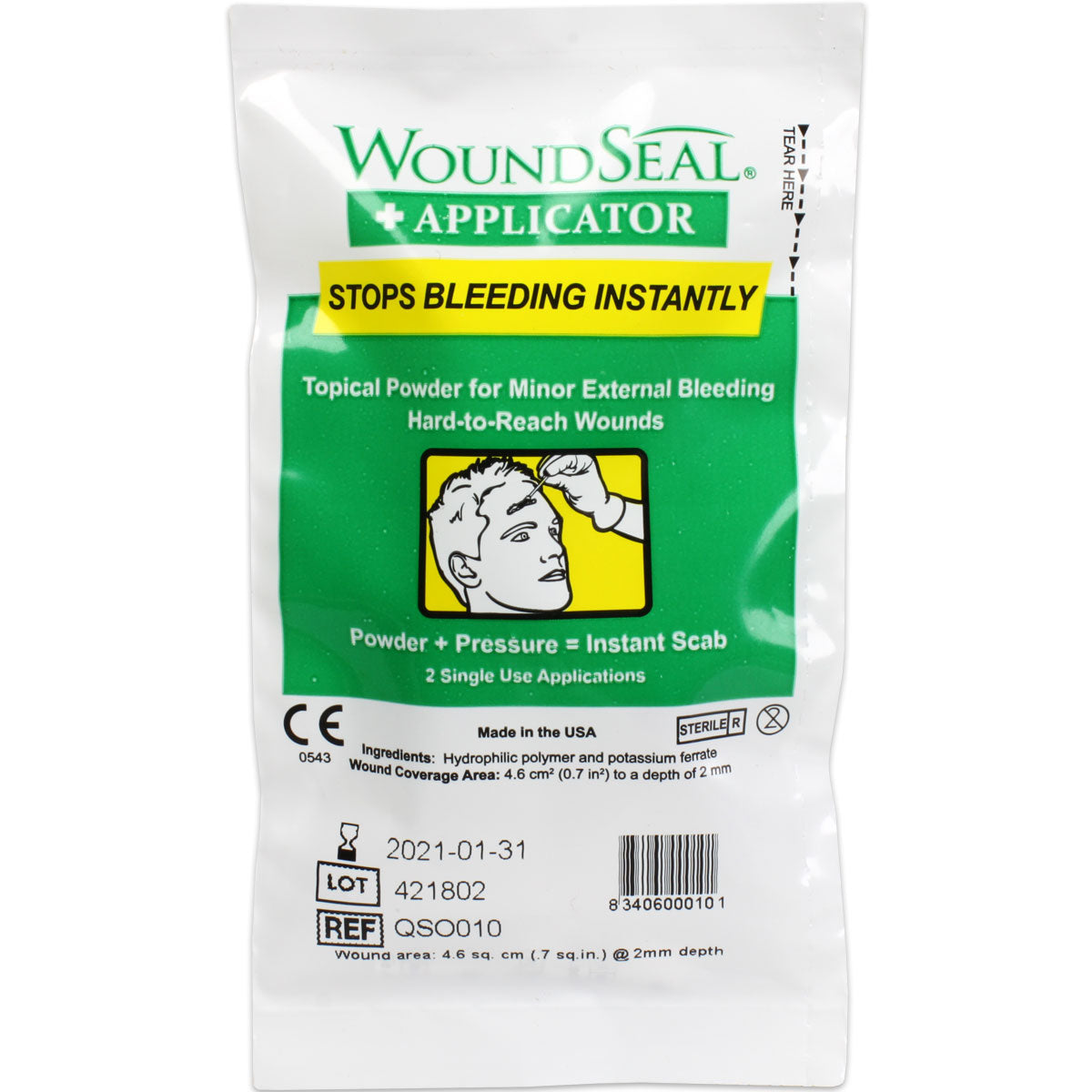 QR WoundSeal + Applicator – 2 Single-Use Applications for Nosebleeds & Hard-to-Reach Bleeds
