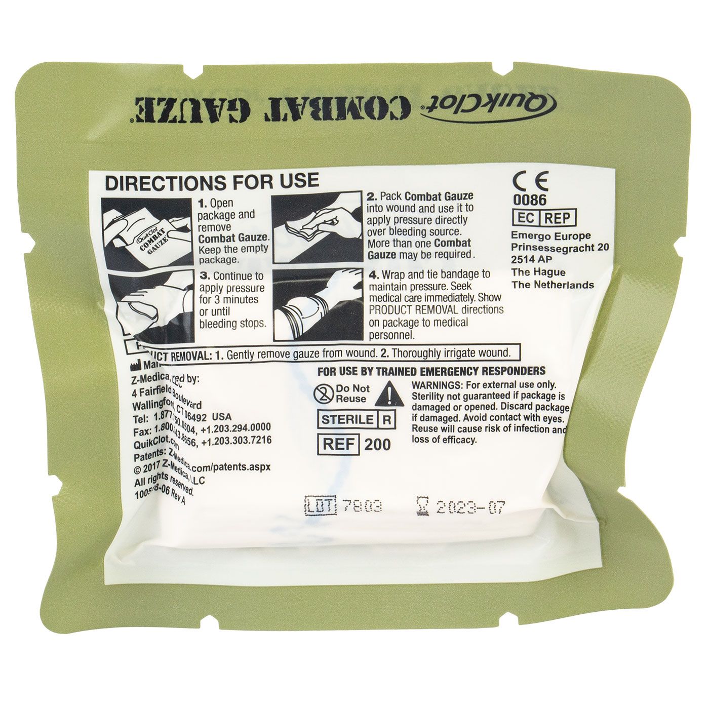 ViTAC QuikClot Combat Gauze Z-fold Hemostatic