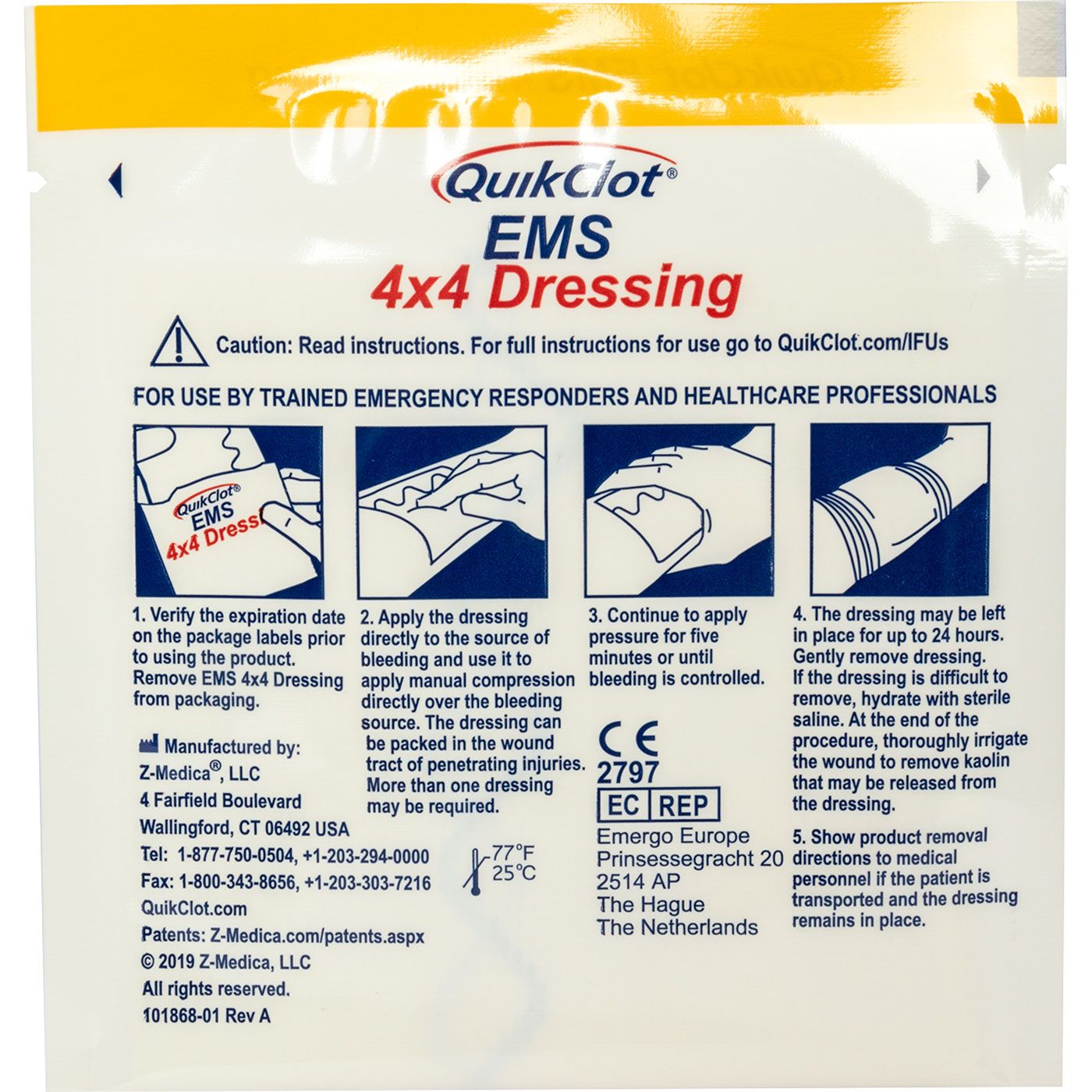 ViTAC QuikClot EMS 4″ X 4″ Dressing Hemostatic Gauze - Pack of 2