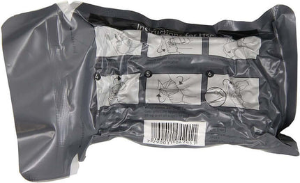 Instructions for use on the packaging of the Israeli Bandage 4" - Pack of 2 for emergency first aid.