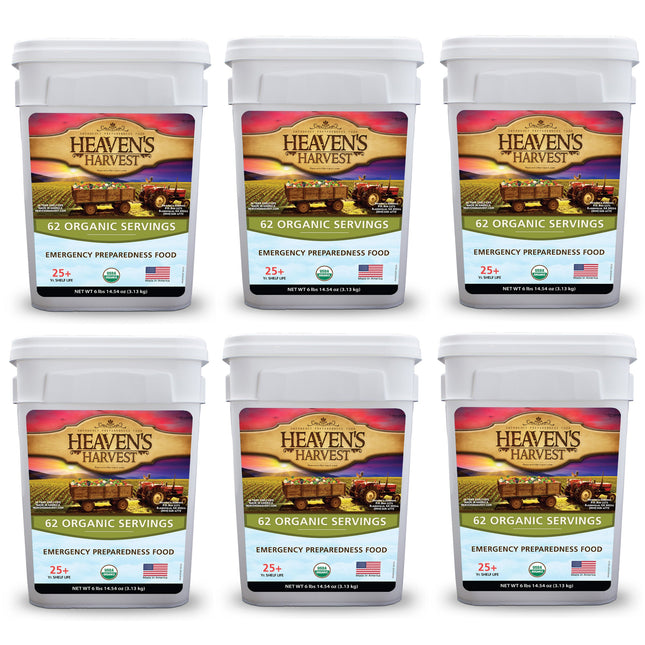 Organic Meal Bucket - 6 Pack -  Emergency Food Survival Kit