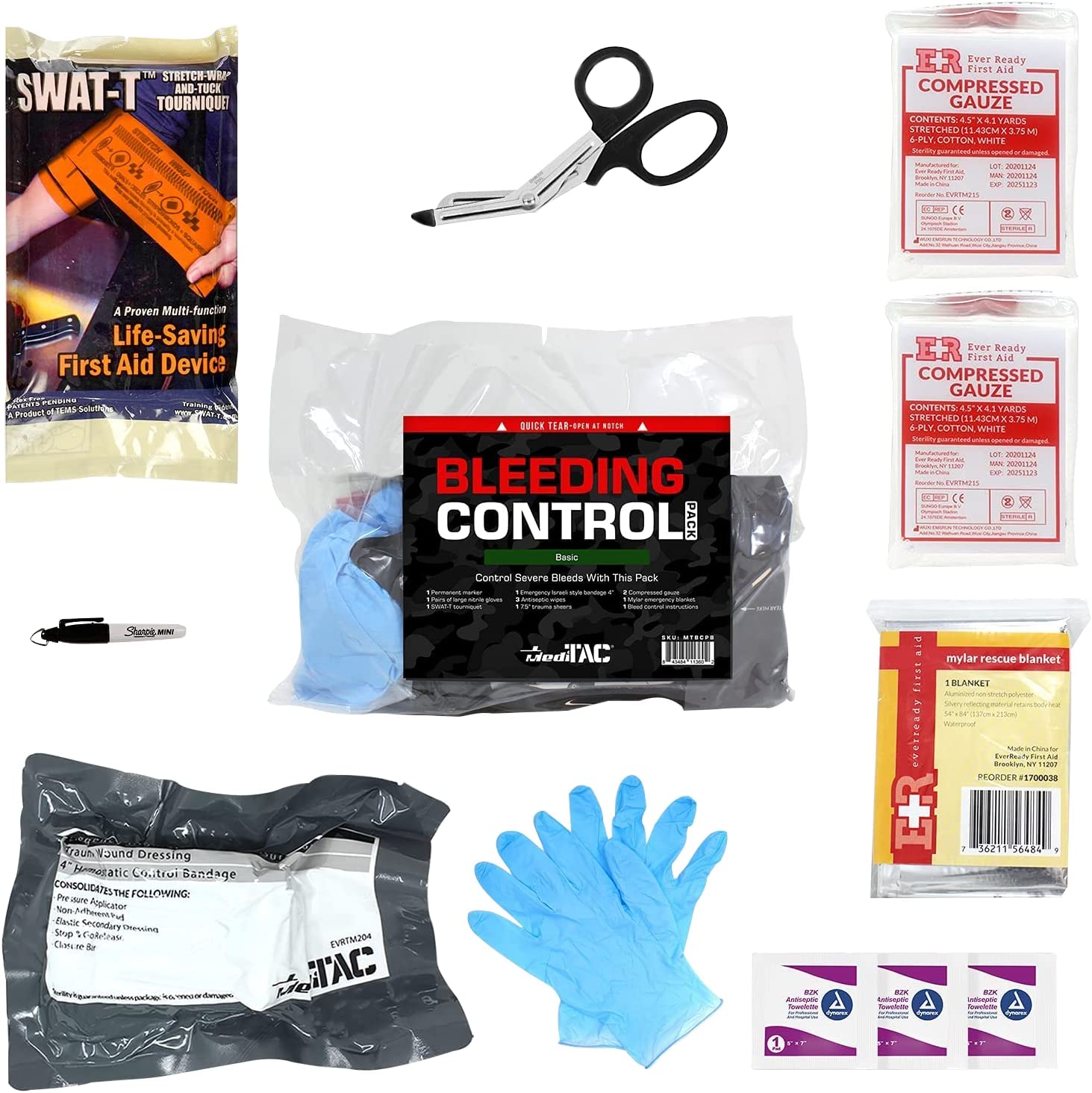 MediTac Bleeding Control Kit | 4x Individual Vacuum-Sealed Trauma Packs