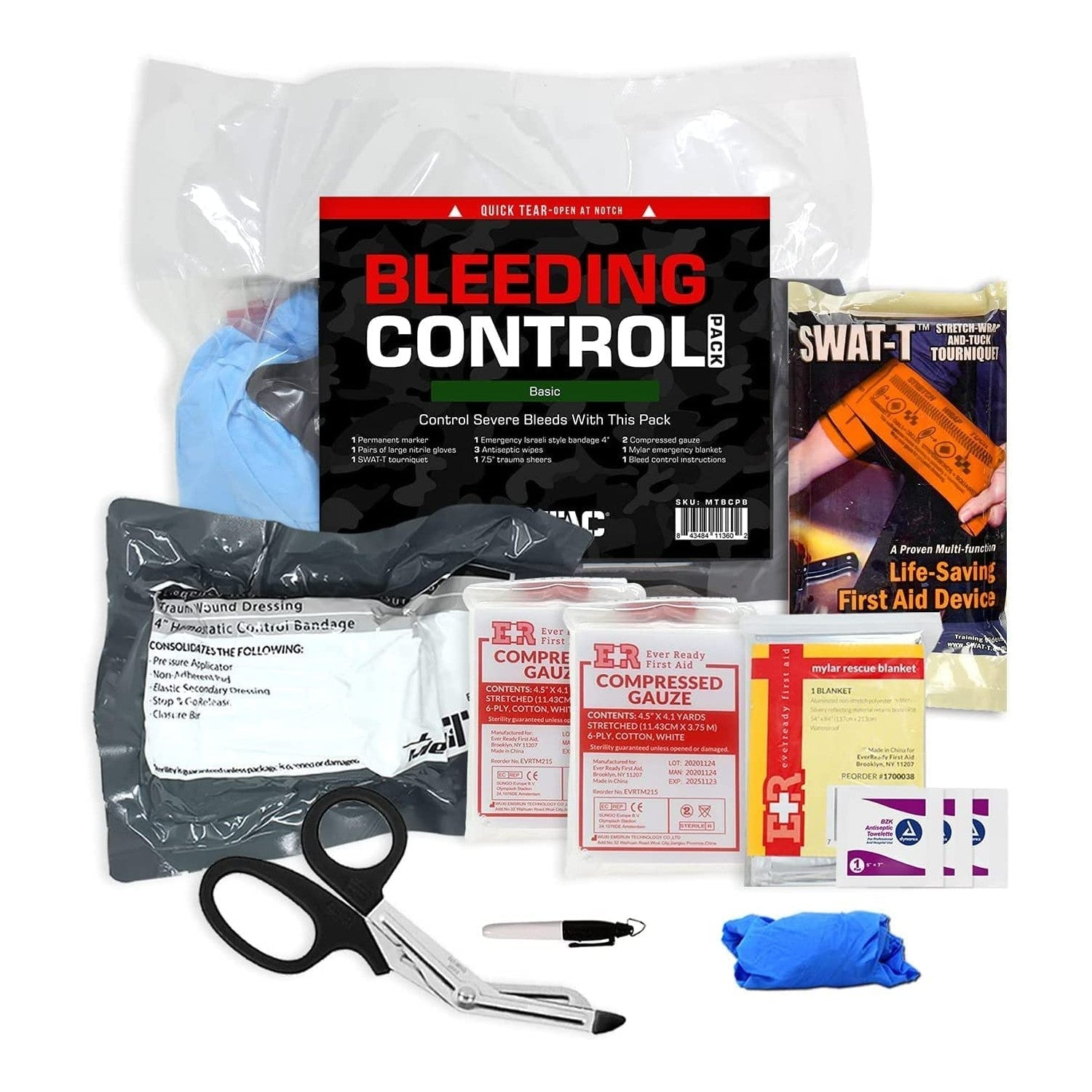 MediTac Bleeding Control Kit | 4x Individual Vacuum-Sealed Trauma Packs