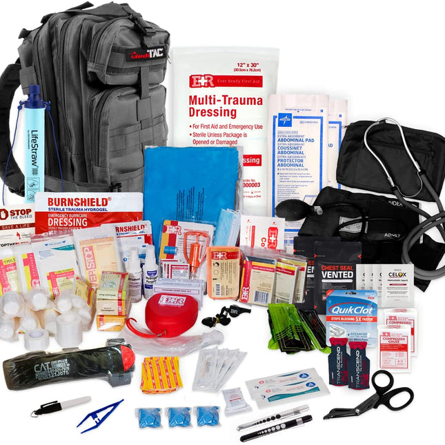 Tactical Trauma Kit with Backpack – Full Emergency Med Kit for Bleeding Control & Field Care