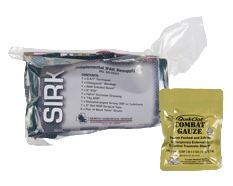 SIRK survival kit with a green packet on a white background