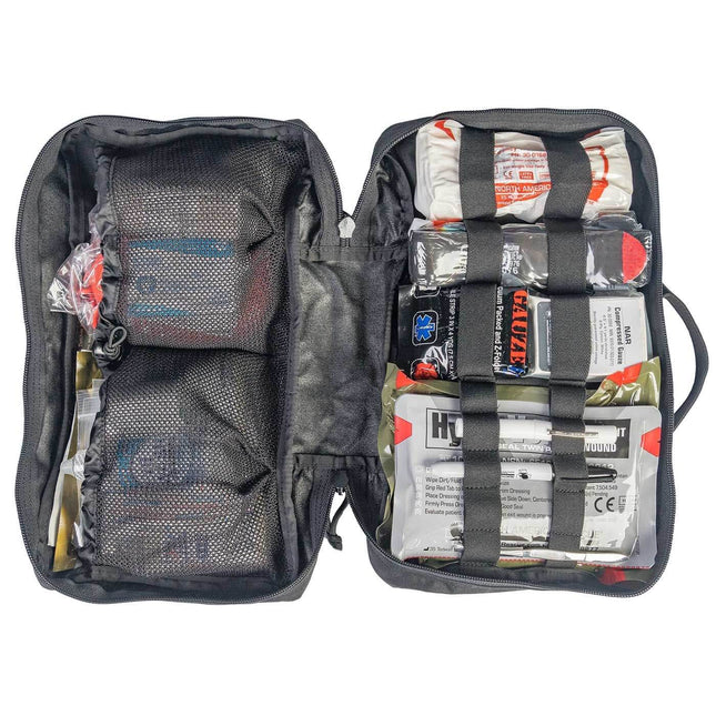 Interior view of the Patrol Vehicle Trauma Kit, featuring organized medical supplies for rapid access in emergencies.
