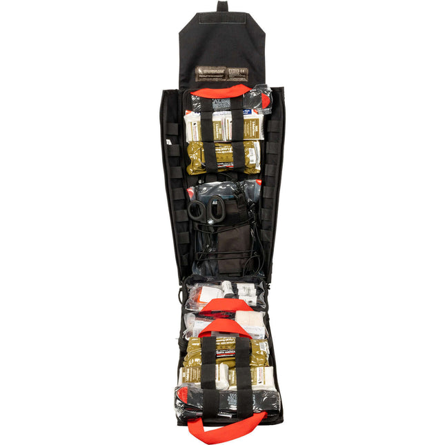 K9 RUF Kit featuring tear-away panels and MOLLE webbing for K9 handlers' emergency medical support.