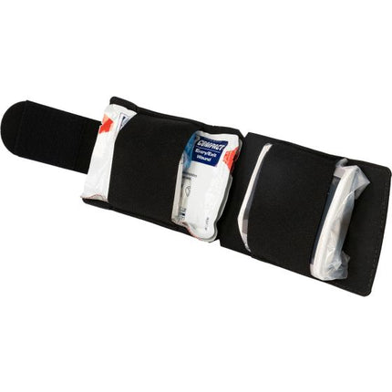 Everyday Carry wallet kit open, equipped with essential trauma gear for quick access in emergencies.