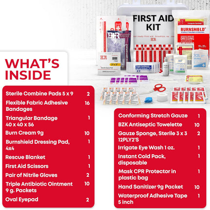 10 Person First Aid Kit - OSHA and ANSI Class A Compliant