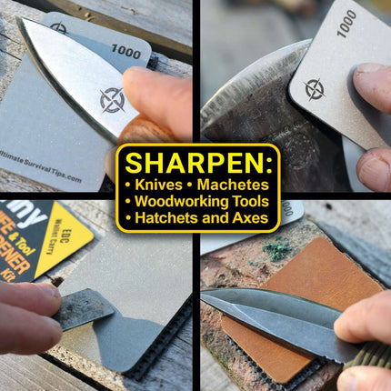 Tiny Knife Sharpener Kit - EDC for sharpening knives, machetes, woodworking tools, hatchets, and axes.