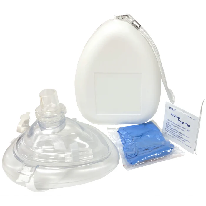 Ambu CPR Mask With O2 Inlet, Headstrap, Gloves, And Wipes, Blank No Logo