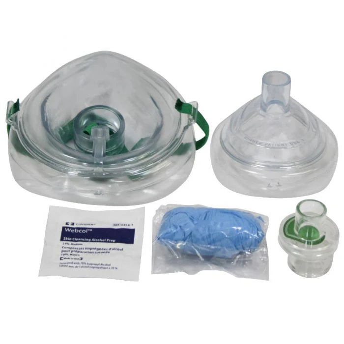 CPR Mask Adult & Child Combo With Gloves & Wipe In Soft Case Pouch