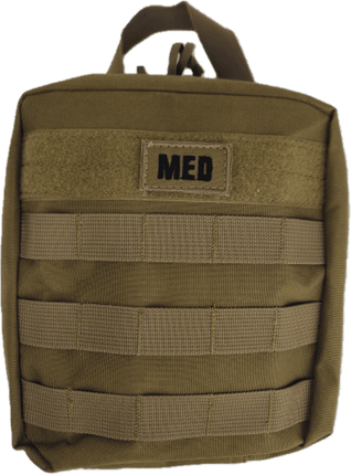 General Purpose IFAK first aid kit with MOLLE straps, rip-away design for vehicles, labeled 'MED'.