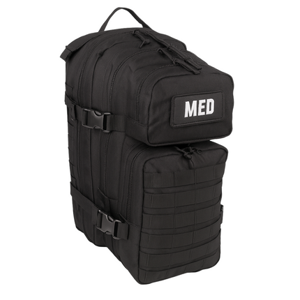 Tactical trauma backpack with multiple compartments for medical equipment and bleeding control gear