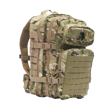 Tactical trauma backpack designed for emergency responders, featuring camo pattern and multiple compartments.