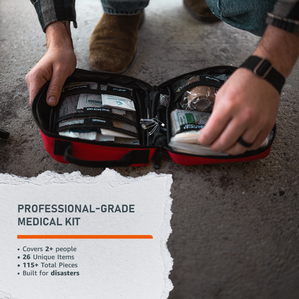 Emergency Med Kit w/2-Person Trauma First Aid Bag
