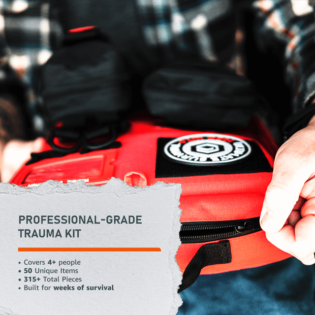 Ultimate Survival Med Kit: Professional-grade trauma kit for 4+ people with 315+ essential supplies.