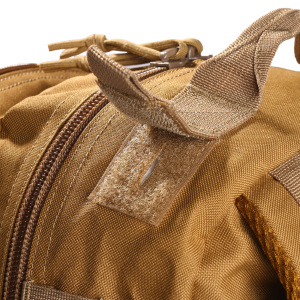 Angled photo of the EFA Tactical Trauma Kit and the top zipper, velcro for attachments, and carry handle.